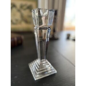 Vintage Lenox Crystal Glass Taper Candle Holder, Lenox Marked 7"